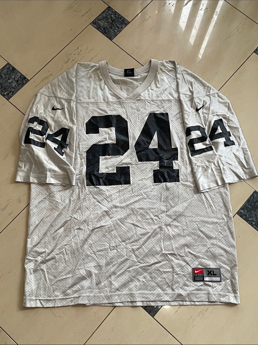 Nike Men’s White and Black Football Jersey #24